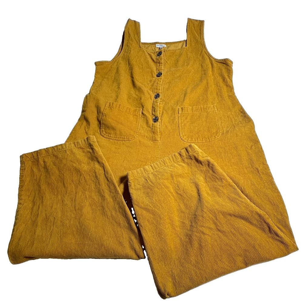 Earthbound Trading Co Mustard Overall Jumpsuit Women's Sz 2X Mustard Corduroy